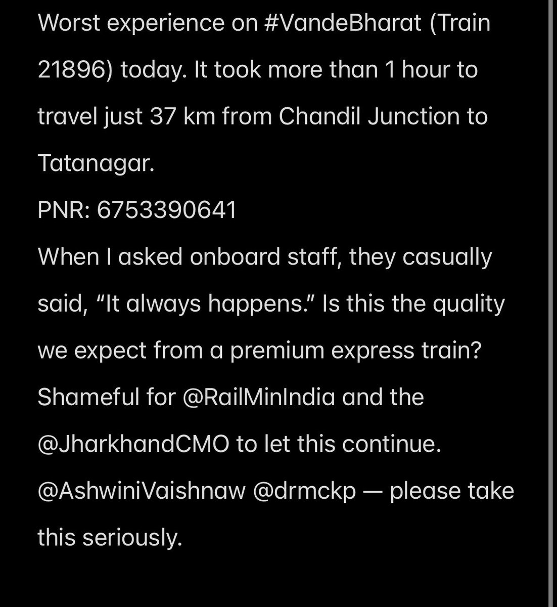 aankus72's tweet photo. Please take seriously @RailMinIndia @JharkhandCMO @PMOIndia 
@AshwiniVaishnaw @narendramodi 
@AmitShah https://t.co/nxIO3EIygC