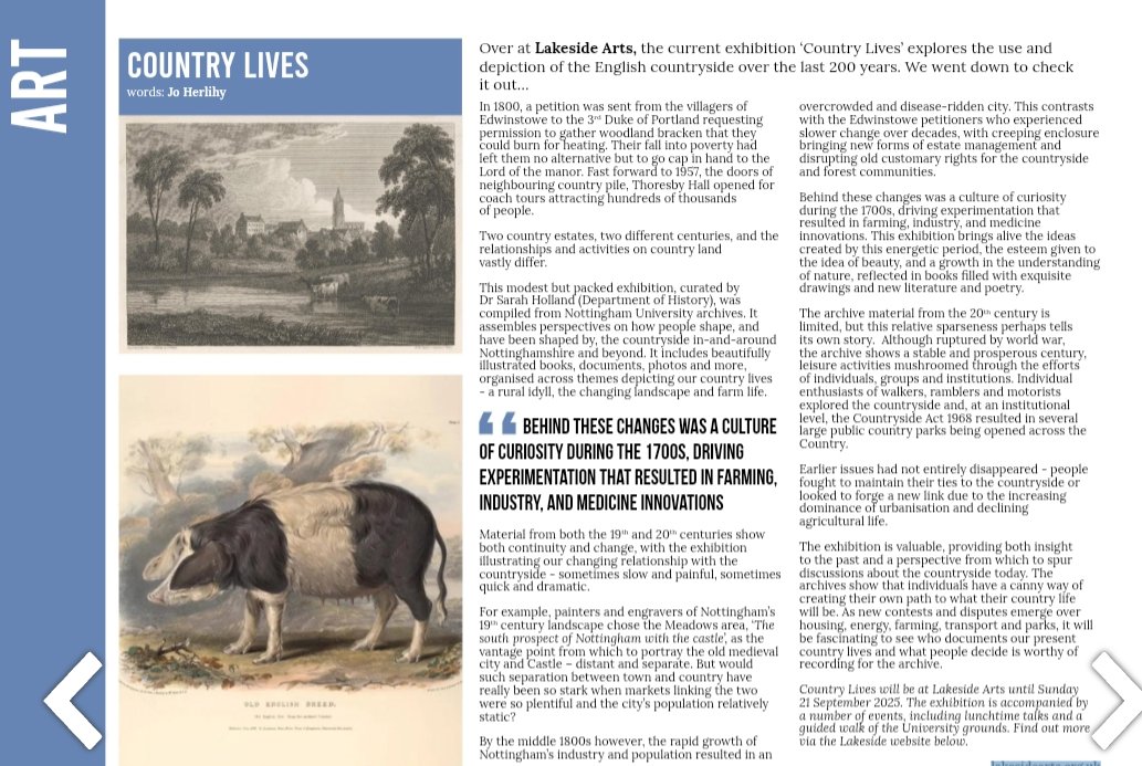 Fragments of Jo (@fragmentsofjo_y) on Twitter photo My review of this neat little exhibition #CountryLives see p.34
leftlion.co.uk/features/2025/âŠ
Exhib tinyurl.com/bd2t54cj
<a href="/UoNPressOffice/">Uni of Nottingham Press Office</a>
<a href="/LakesideArts/">Lakeside Arts</a>
<a href="/DrSarahHolland/">Dr Sarah Holland</a>
<a href="/LeftLion/">LeftLion Magazine Nottingham</a> My review of this neat little exhibition #CountryLives see p.34
leftlion.co.uk/features/2025/âŠ
Exhib tinyurl.com/bd2t54cj
<a href="/UoNPressOffice/">Uni of Nottingham Press Office</a>
<a href="/LakesideArts/">Lakeside Arts</a>
<a href="/DrSarahHolland/">Dr Sarah Holland</a>
<a href="/LeftLion/">LeftLion Magazine Nottingham</a>