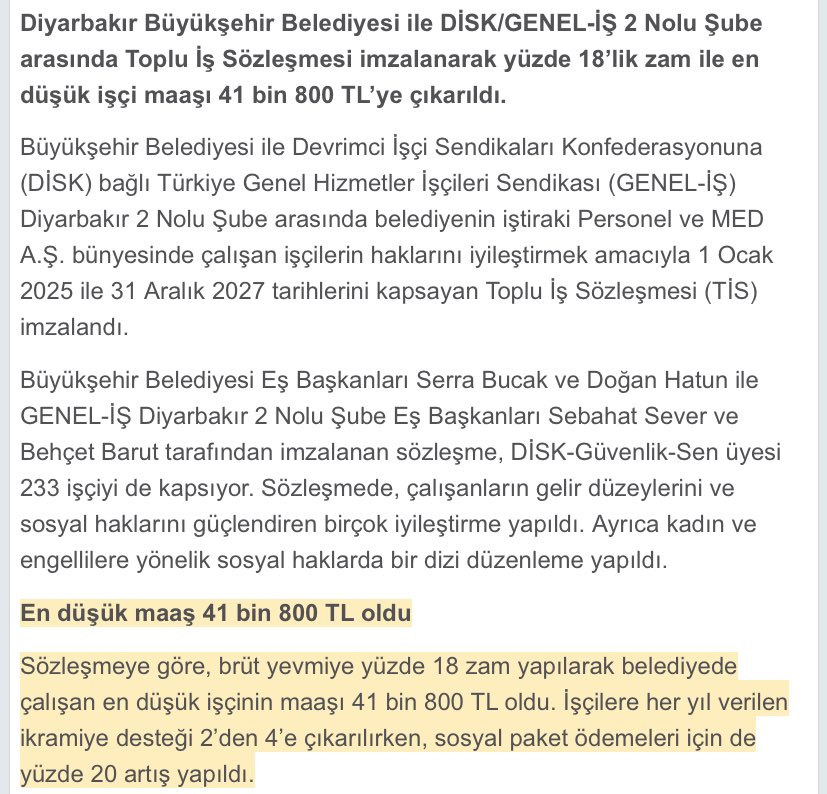 Diyarbakırda 2027ye kadar BRÜT 41 bin 800 TLye anlaşan DİSK, neden İzmir Belediyesinden NET 85 bin TL istiyor? 
Yamyamlar!