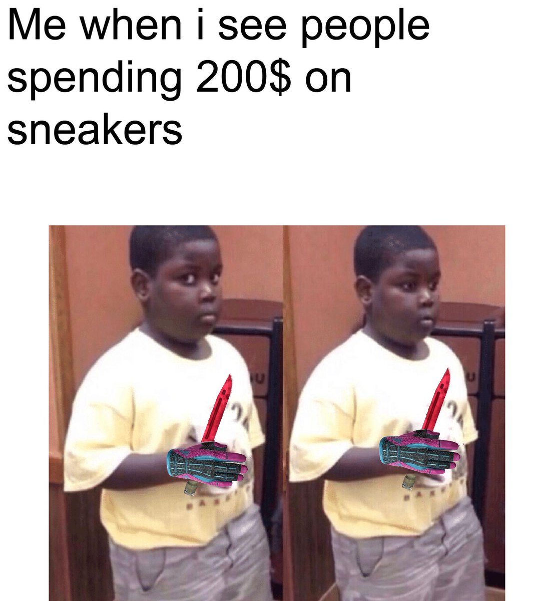 Robert_illest1's tweet image. Who is spending 200$ on sneakers? 🫣

#csskins #csfloat #cs2 #csmeme #meme #sneakers