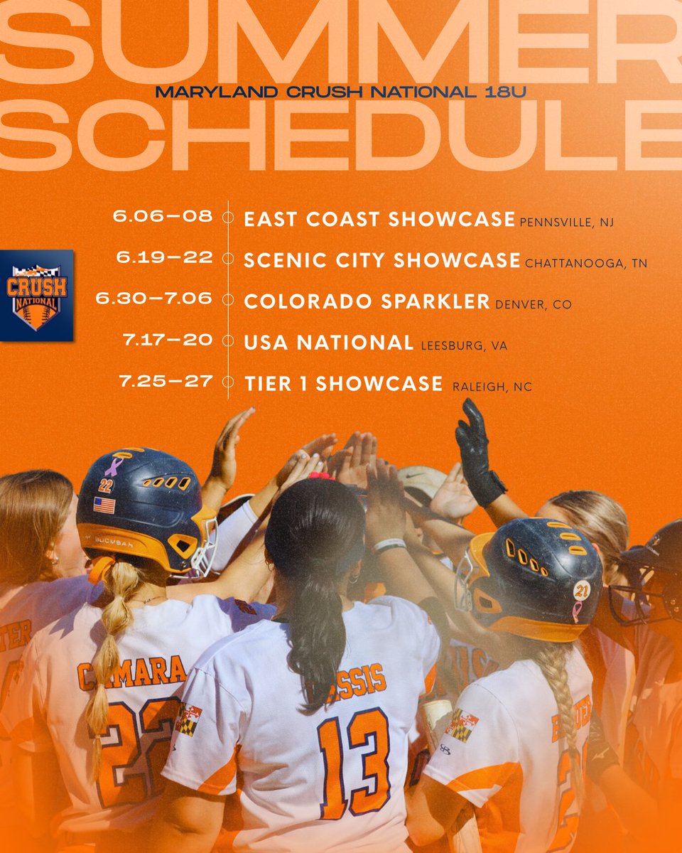 Maryland Crush National 18U (@mdcrushnatl) on Twitter photo ✴️SUMMER SCHEDULE✴️ We're excited for the summer and will be all over the US! Come check us out! #CrushSummer #RollCrush
<a href="/mocoSBbulletin/">MoCo Softball Bulletin</a> @sbrretweets @toppreps <a href="/IHartFastpitch/">I❤️Fastpitch</a> @directrecruits @softballdown @softballrecruit <a href="/ExtraInningSB/">EXTRA INNING SOFTBALL</a> <a href="/gatorjack72/">Girls In The Game</a> <a href="/RealChadRicardo/">Chad Ricardo</a> ✴️SUMMER SCHEDULE✴️ We're excited for the summer and will be all over the US! Come check us out! #CrushSummer #RollCrush
<a href="/mocoSBbulletin/">MoCo Softball Bulletin</a> @sbrretweets @toppreps <a href="/IHartFastpitch/">I❤️Fastpitch</a> @directrecruits @softballdown @softballrecruit <a href="/ExtraInningSB/">EXTRA INNING SOFTBALL</a> <a href="/gatorjack72/">Girls In The Game</a> <a href="/RealChadRicardo/">Chad Ricardo</a>
