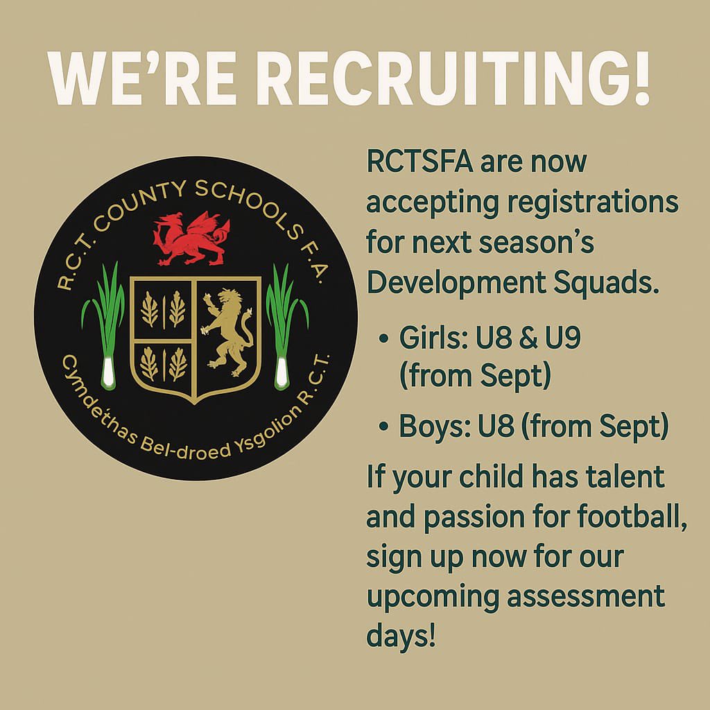 We’re recruiting!

The Association is now accepting registrations for next season’s Development Squads.

Looking for (from Sept 2025) :

Girls: U8 &amp; U9

Boys: U8

Registration link below: 

club.spond.com/landing/signup…

#teamrct