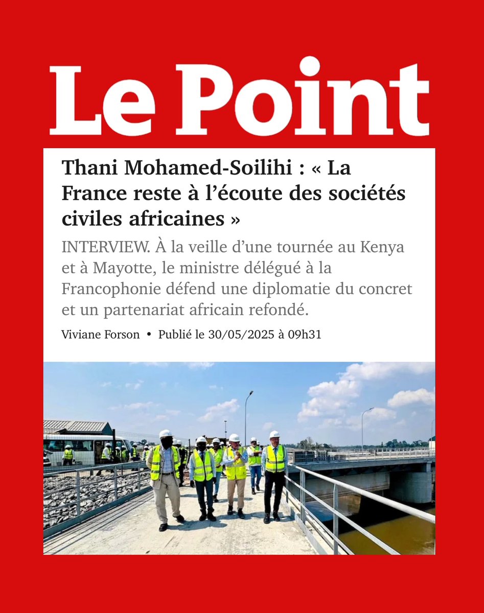 Thani Mohamed-Soilihi (@tmohamedsoilihi) on Twitter photo #DansLaPresse 🗞️ Découvrez mon interview pour Le Point #Afrique. Agenda de transformation de nos relations avec le continent africain, résultats du groupe <a href="/AFD_France/">Agence Française de #Développement (AFD) 🇫🇷 🇪🇺</a> pour l’année 2024, logo unique “France” pour nos projets à l’étranger… les sujets sont nombreux ! C’est ici ⤵️ #DansLaPresse 🗞️ Découvrez mon interview pour Le Point #Afrique. Agenda de transformation de nos relations avec le continent africain, résultats du groupe <a href="/AFD_France/">Agence Française de #Développement (AFD) 🇫🇷 🇪🇺</a> pour l’année 2024, logo unique “France” pour nos projets à l’étranger… les sujets sont nombreux ! C’est ici ⤵️