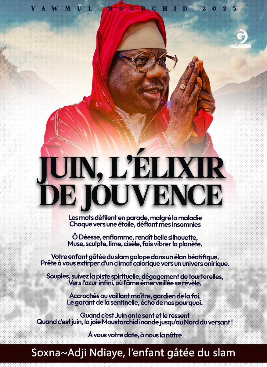 SokhnaaAdji's tweet photo. À l’approche de cette date, les mots se lèvent comme une armée de lumière pour célébrer la sagesse, la guidance et l’amour d’un maître au souffle régénérant.
La foi s’éveille avec éclat, la parole poétique devient offrande — une source vive qui abreuve l’âme. https://t.co/8KUnybjgEC