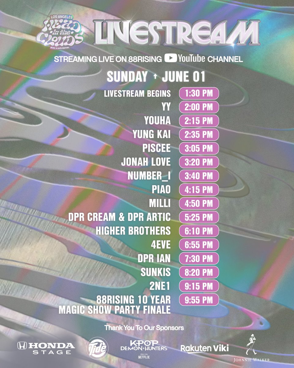 Head In The Clouds Festival (@hitcfestival) on Twitter photo Stream Head In The Clouds Day 2 LIVE NOW on the 88rising Official YouTube Channel ⛅️ <a href="/youtubemusic/">YouTube Music</a> #HITCLA
youtube.com/live/NfNUdlIHx… Stream Head In The Clouds Day 2 LIVE NOW on the 88rising Official YouTube Channel ⛅️ <a href="/youtubemusic/">YouTube Music</a> #HITCLA
youtube.com/live/NfNUdlIHx…