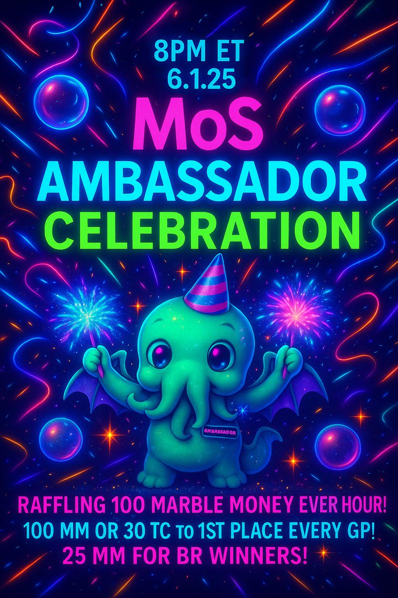 🚨🚨TONIGHT, June 1st, at 8 PM ET!🚨🚨

MoS Ambassador Celebration: Let’s Party! 

I’m absolutely honored to be selected as a Marbles on Stream Ambassador, and I can’t wait to celebrate this incredible milestone with all of YOU, the amazing community that made it possible!
 
Join
