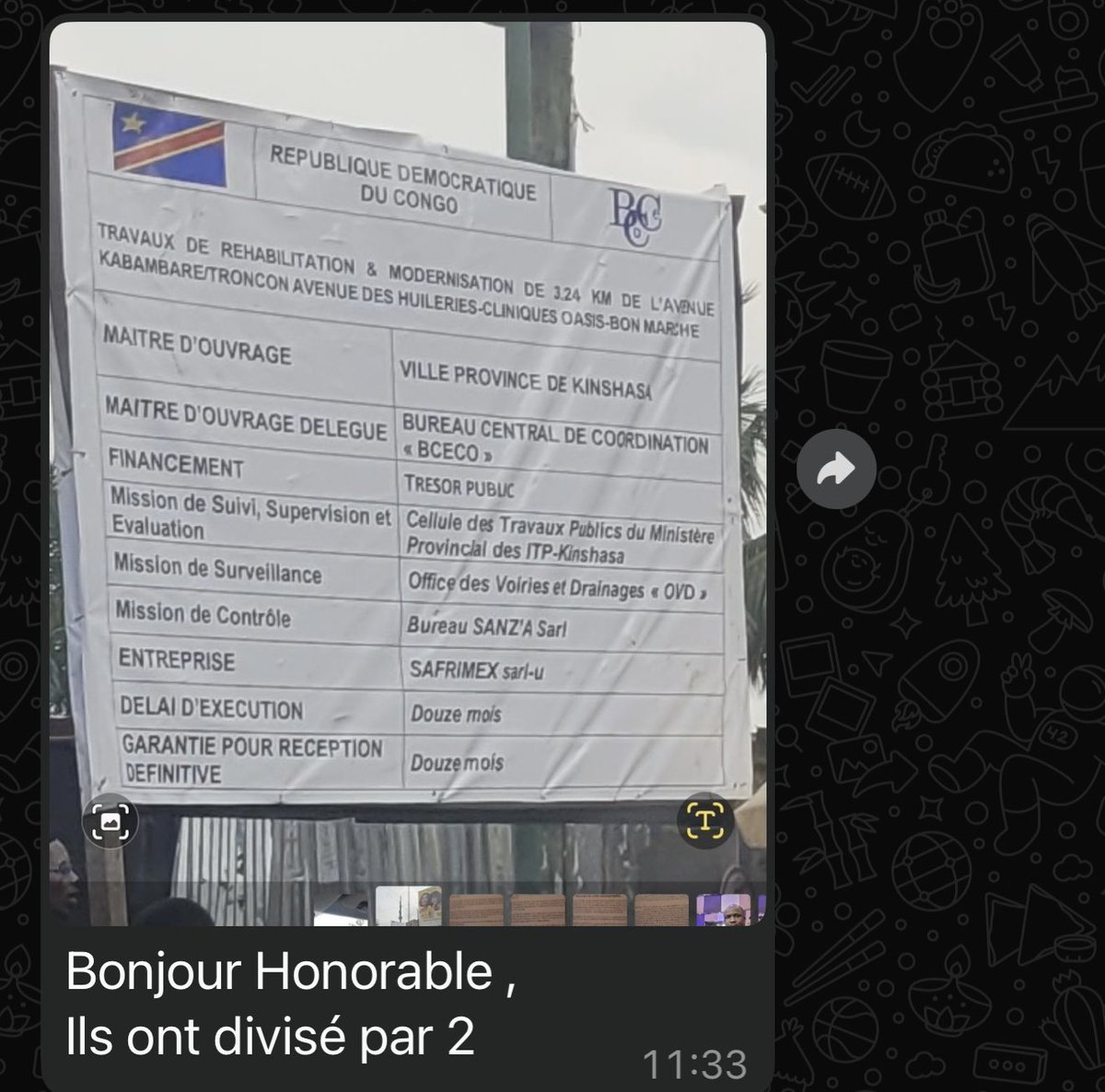 ron_bimwala's tweet photo. Notre message a été entendu. La BCECO divise par deux le délai des travaux sur l’avenue Kabambare, passant de 24 à 12 mois. Je salue ce geste, mais j’attends plus : que cette dynamique s’amplifie, et que tous les chantiers à Kinshasa bénéficient de la même exigence.

#Redevabilité #ContrôleParlementaire #Kinshasa #BECECO #Kabambare