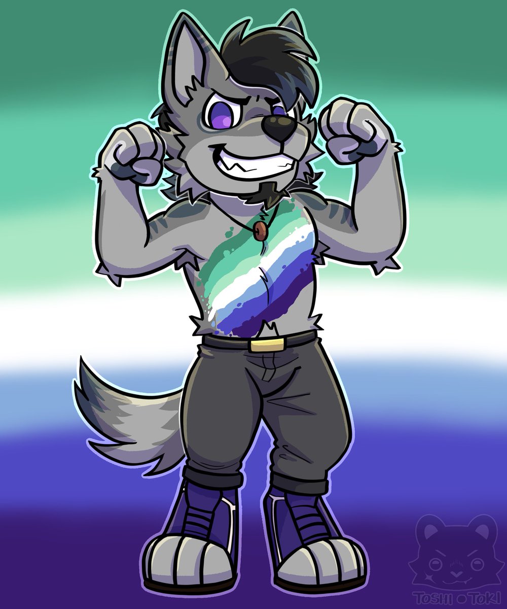 It’s that time of year fellow queers! Time to show those colours and not show an OUNCE of guilt for it! You’re you! You’re loved! You’re valid!

Happy #PrideMonth y’all! 🏳️‍🌈

🖼️: <a href="/ToshiTokiStudio/">🏙️ Toshi Toki 🏙️</a> 

#furryarwork #furrycommision #furry #furryarts #furryarwork #wolf #Pride
