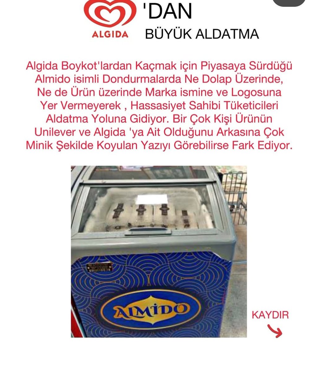prof_cok_bilmis's tweet image. ❗#UYARI ❗

#ALMİDO 
BU İSİM #ALGİDA'NIN #BOYKOT'A KARŞI ÇIKARDIĞI İKİNCİ BİR İSİM 

ALMAYIN
ALDIRMAYIN
UYARIN
BÜTÜN MEDYA HESAPLARINIZDA PAYLAŞIN
