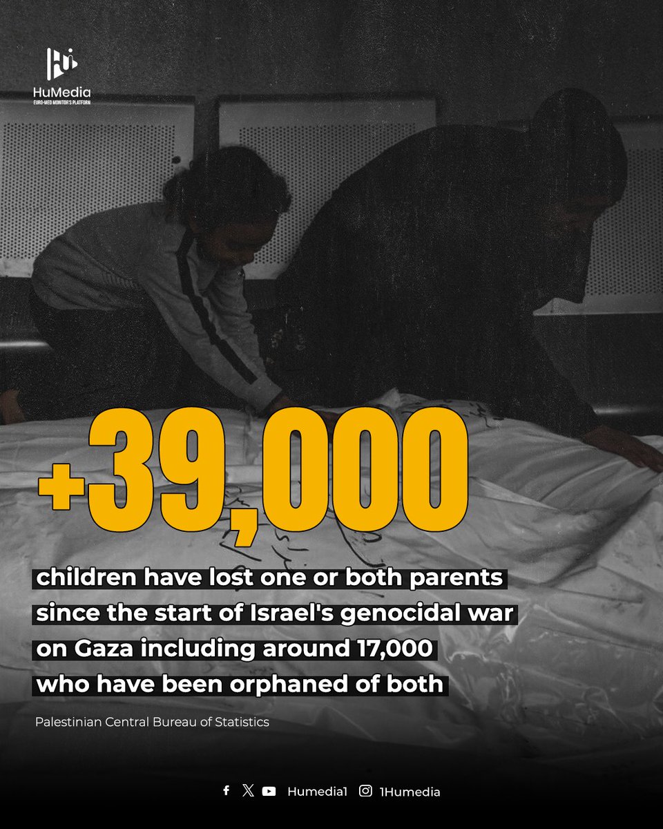 39,000 children who lost one or both parents will not be able to thank or celebrate them today—after the Israeli army killed them during its ongoing genocidal war on #Gaza.

#ParentsDay