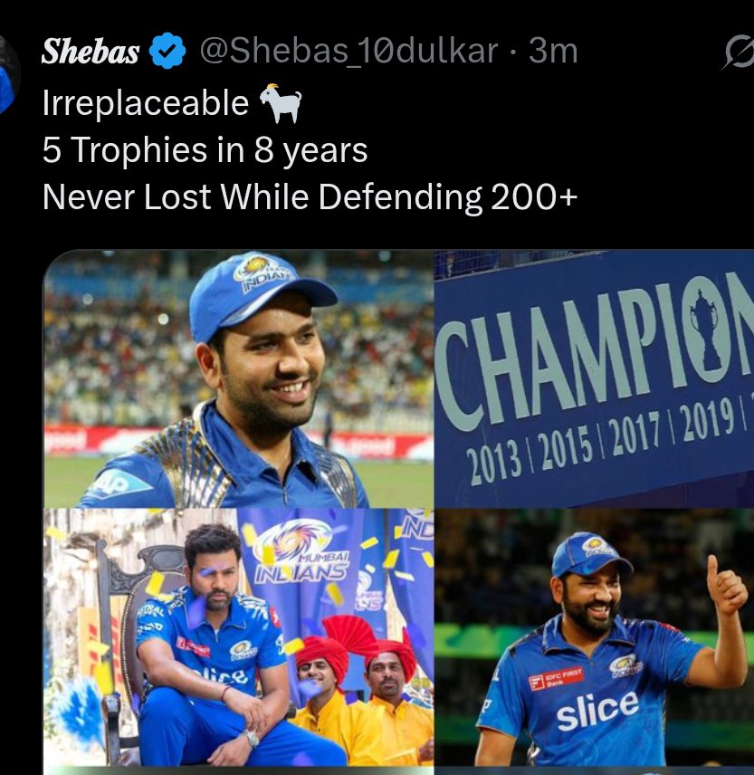 Like = 10  Slap of Hardik Pandya. 
                     captaincy 

Retweet if you agree 

Rohit Sharma is the best and irreplaceable 

#Hardik #MumbaiIndians #R9hitSharma #ShreyasIyer #MIvsPBKS