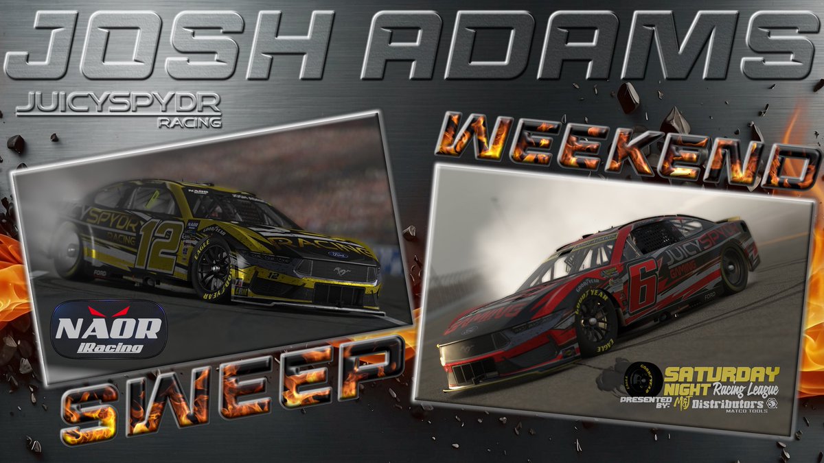 Josh Adams (@rubbinsracin_88) on Twitter photo Itβs been a successful weekend of racing for the <a href="/juicyspydr/">JUICYSPYDR Studios</a> colors one more tonight in blue.
Friday: <a href="/NAORiRacing/">NAOR iRacing Series</a> π at Charlotte
Saturday: <a href="/SNRLeague/">Saturday Night Racing League</a> π at Iowa
Tonight: <a href="/EliteRacing_/">Elite Racing League</a> Championship night at Texas
Thanks to <a href="/juicyspydr/">JUICYSPYDR Studios</a> for the awesome graphic!
<a href="/shiftesports_/">Shift eSports</a> Itβs been a successful weekend of racing for the <a href="/juicyspydr/">JUICYSPYDR Studios</a> colors one more tonight in blue.
Friday: <a href="/NAORiRacing/">NAOR iRacing Series</a> π at Charlotte
Saturday: <a href="/SNRLeague/">Saturday Night Racing League</a> π at Iowa
Tonight: <a href="/EliteRacing_/">Elite Racing League</a> Championship night at Texas
Thanks to <a href="/juicyspydr/">JUICYSPYDR Studios</a> for the awesome graphic!
<a href="/shiftesports_/">Shift eSports</a>