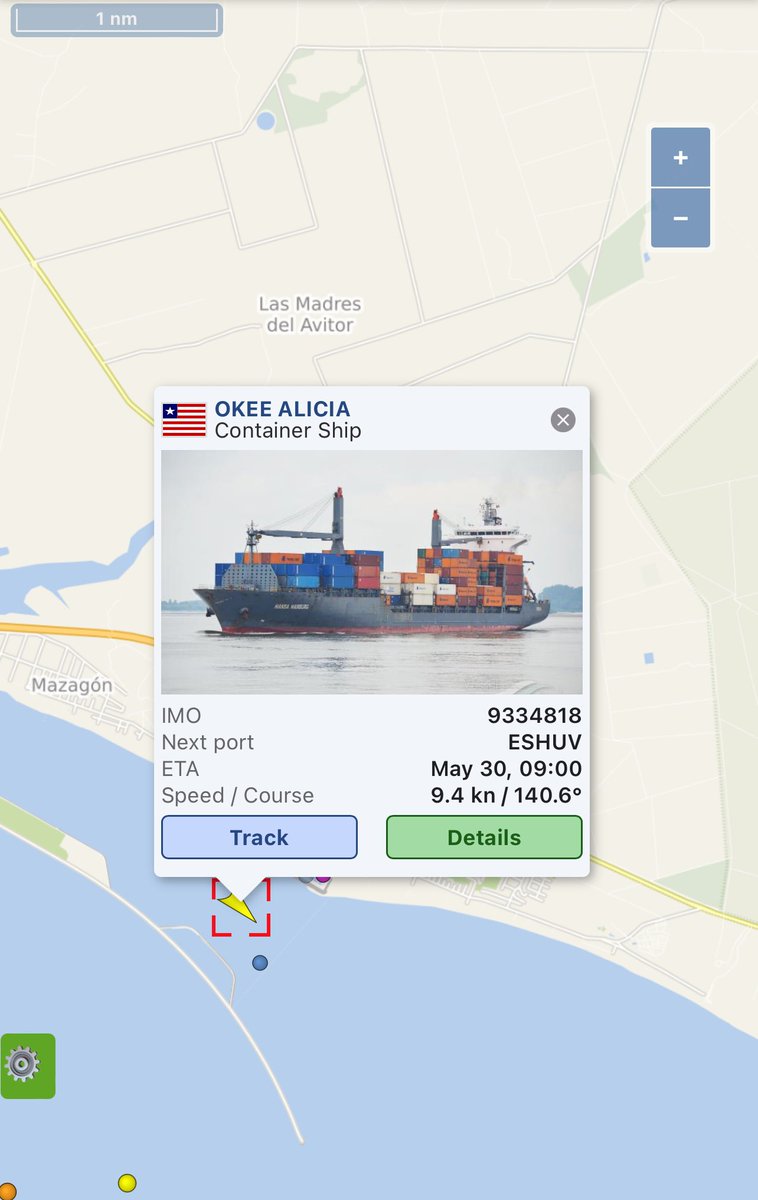 dperez_f's tweet photo. El Puerto de Huelva @APHuelva sigue imparable , cada vez es más frecuente ver entrar y salir los #ContainerShip, en este caso el #OkeeAlicia. 

Vistas desde el @hotelmapmazagon https://t.co/v0MfXKX5Su