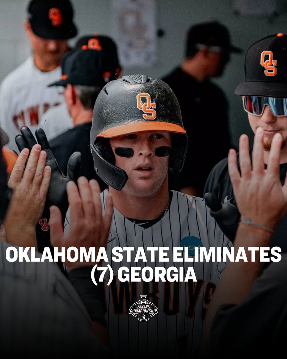 .<a href="/OSUBaseball/">OSU Cowboy Baseball</a> eliminates (7) Georgia, 11-9.

#RoadToOmaha