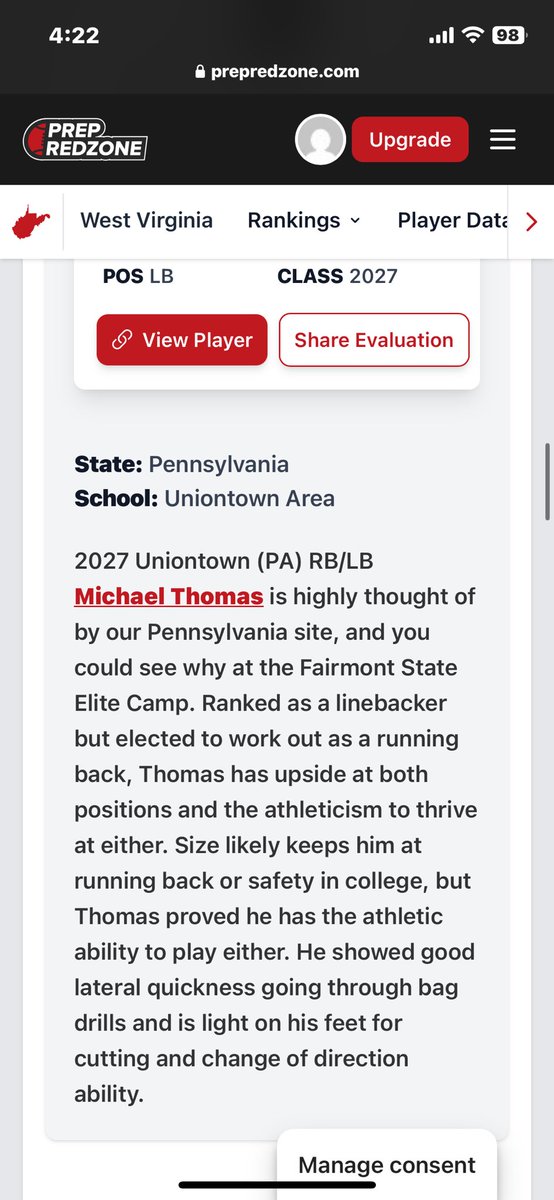 Michael Thomas Jr (@michaelthomaskq) on Twitter photo Appreciate the write up working to get better everyday big season coming up📝 <a href="/PrepRedzoneWV/">Prep Redzone West Virginia</a> Appreciate the write up working to get better everyday big season coming up📝 <a href="/PrepRedzoneWV/">Prep Redzone West Virginia</a>