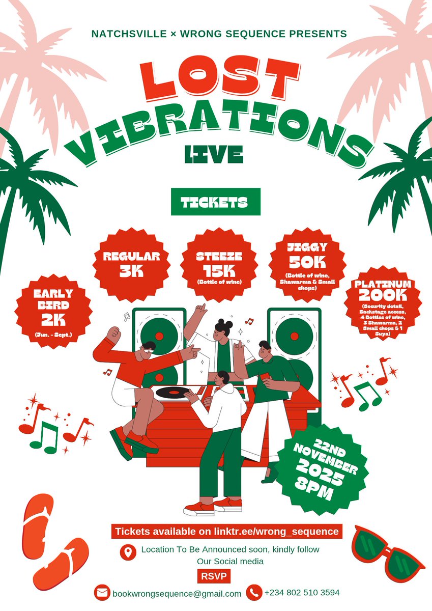 wrong_sequence's tweet photo. TICKETS FOR LOST VIBRATIONS Live are live now!🔥 https://t.co/XJ1hT4VdKi 🔥🎶💃🏽🕺🏽
@Pi_totheworld @N4_totheWorld @HamiltonCarter5 @_lovebugosaro @phspecials @PortHarcourtHQ @ssmediaweek @StartupSouthNg @whipmusic_ https://t.co/FlgqC6EITq