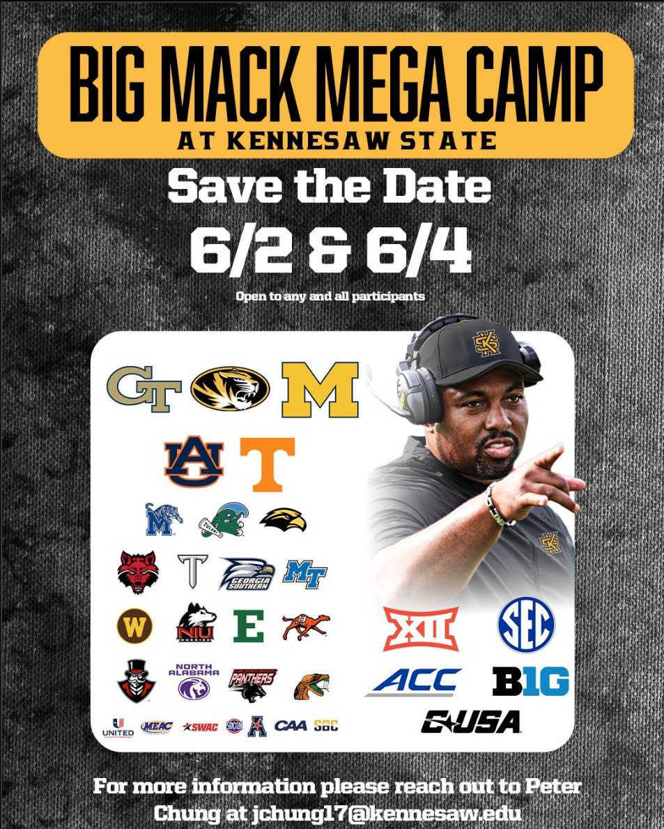 SeanBoze (@seanboze) on Twitter photo I will be attending Big Mack Mega Camp on June 4th <a href="/kennesawstfb/">Kennesaw State Football</a> . I am a 5'11" 160 lbs rising Junior QB (2027) from <a href="/JensenFootball/">Jensen Beach Football</a>
Coaches: I hope you'll give me a look and follow me to track my progress and updates. I will be attending Big Mack Mega Camp on June 4th <a href="/kennesawstfb/">Kennesaw State Football</a> . I am a 5'11" 160 lbs rising Junior QB (2027) from <a href="/JensenFootball/">Jensen Beach Football</a>
Coaches: I hope you'll give me a look and follow me to track my progress and updates.