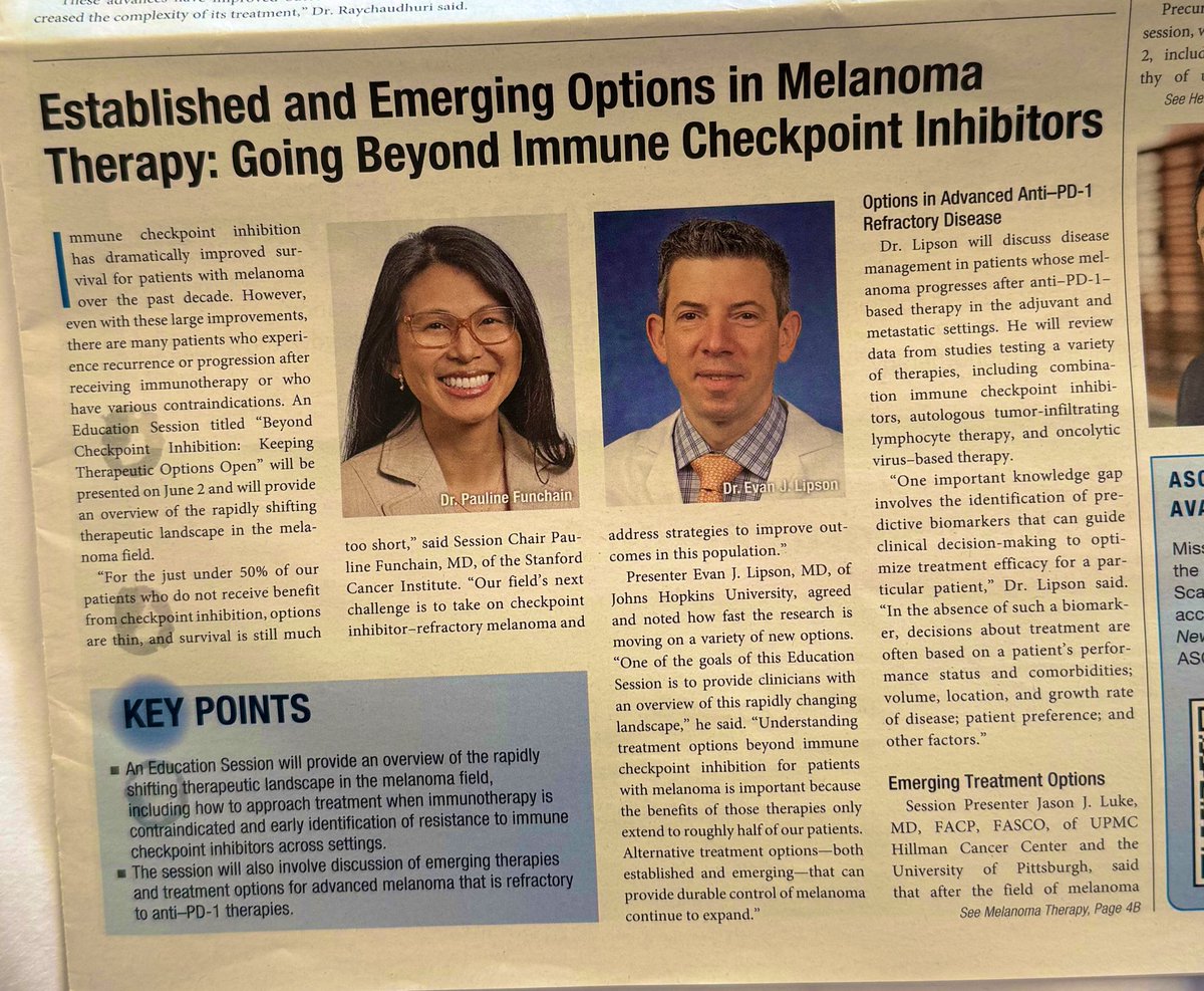 Cristiane D Bergerot (@crisbergerot) on Twitter photo #ASCO25 education session on the evolving melanoma treatment landscape 🧬✨
Learn how to navigate care when immunotherapy is contraindicated and identify resistance to immune checkpoint inhibitors early—crucial insights across disease settings! <a href="/FunchainMD/">Pauline Funchain</a> <a href="/evanlipson/">Evan Lipson</a> #ASCO25 education session on the evolving melanoma treatment landscape 🧬✨
Learn how to navigate care when immunotherapy is contraindicated and identify resistance to immune checkpoint inhibitors early—crucial insights across disease settings! <a href="/FunchainMD/">Pauline Funchain</a> <a href="/evanlipson/">Evan Lipson</a>