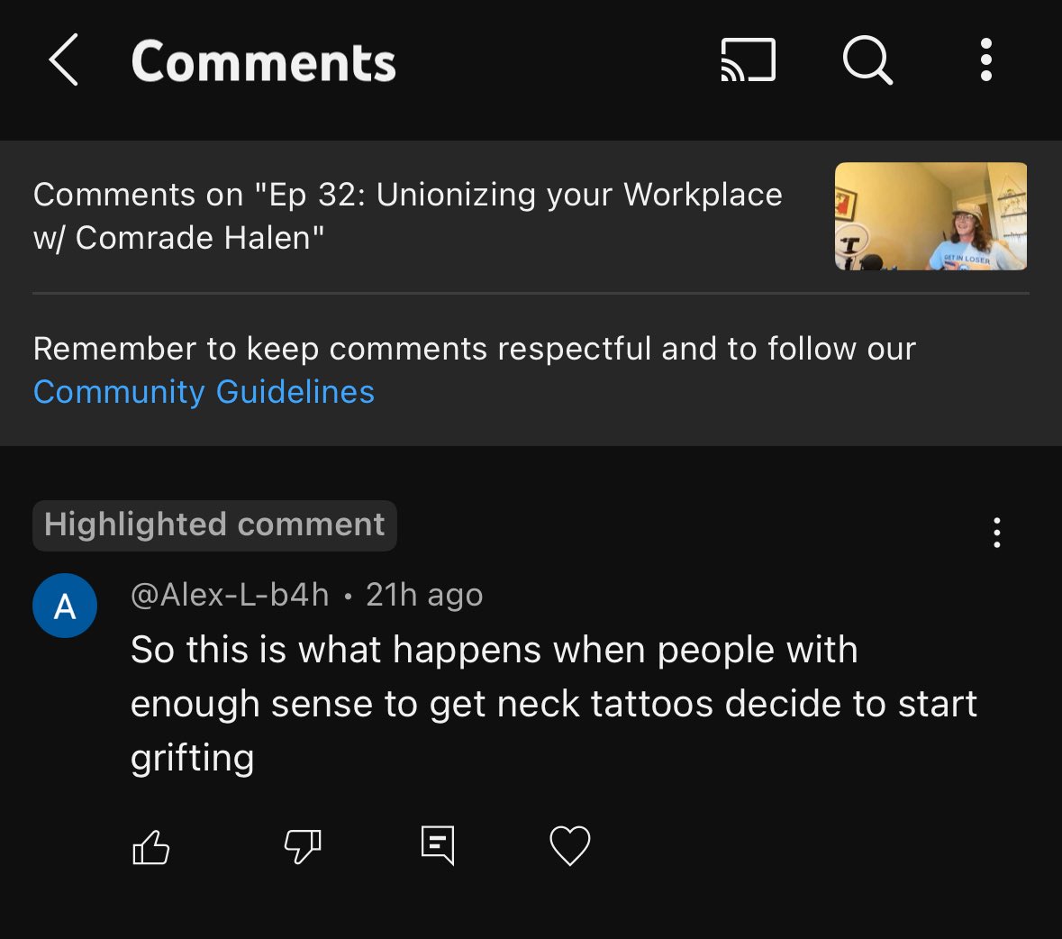 My first YouTube hate comment. I guess I’ve finally made it 🙏