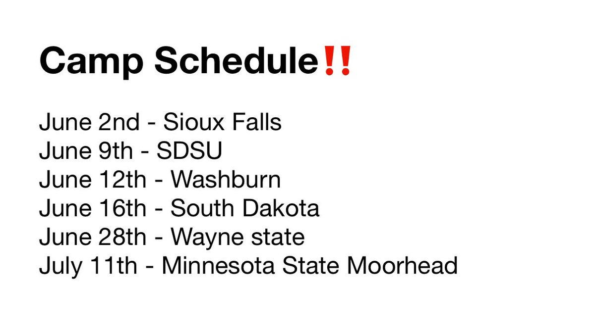 Jonah Nelson (@jonahnelson55) on Twitter photo Here’s my camp schedule for this summer. Thank you to all the schools who reached out, I’m very excited to compete!
<a href="/j_schlichte/">Jay Schlichte</a> <a href="/CoachLueds/">Lucas Lueders</a> <a href="/JimGlogowski/">Coach Glo</a> <a href="/CoachJTGlen/">Jacob Glendinning</a> <a href="/CoachJulianM/">Julian Mendez</a> <a href="/CoachMarkarian/">Patrick Markarian</a> <a href="/Coach_KGaster/">Kaleb Gaster</a> <a href="/LMasters8/">Logan Masters</a> <a href="/CoachScott_88/">AJ Scott</a> <a href="/needhamchris_/">Chris Needham</a> <a href="/CoachLaqua/">Steve Laqua</a> Here’s my camp schedule for this summer. Thank you to all the schools who reached out, I’m very excited to compete!
<a href="/j_schlichte/">Jay Schlichte</a> <a href="/CoachLueds/">Lucas Lueders</a> <a href="/JimGlogowski/">Coach Glo</a> <a href="/CoachJTGlen/">Jacob Glendinning</a> <a href="/CoachJulianM/">Julian Mendez</a> <a href="/CoachMarkarian/">Patrick Markarian</a> <a href="/Coach_KGaster/">Kaleb Gaster</a> <a href="/LMasters8/">Logan Masters</a> <a href="/CoachScott_88/">AJ Scott</a> <a href="/needhamchris_/">Chris Needham</a> <a href="/CoachLaqua/">Steve Laqua</a>