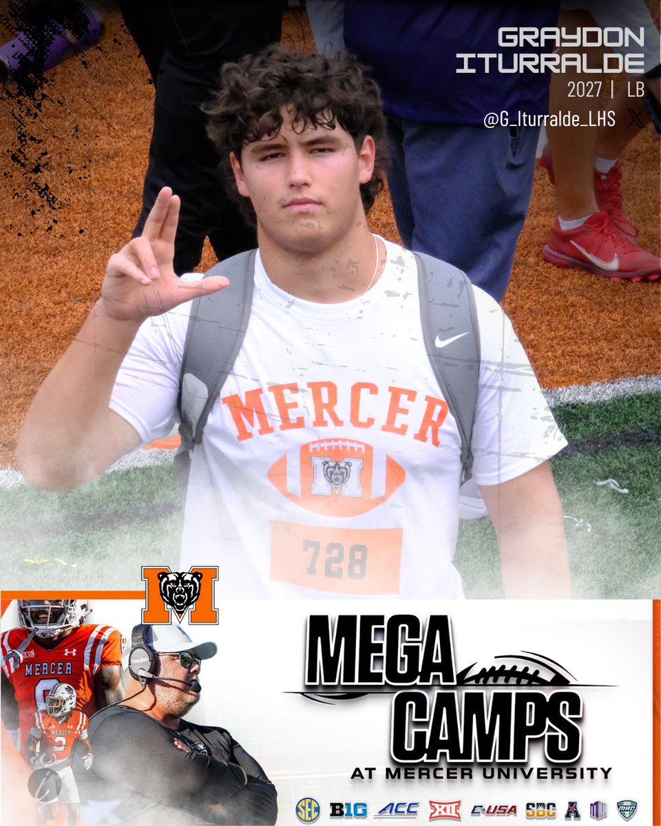 Graydon Iturralde (@g_iturralde_lhs) on Twitter photo Blessed to be able to attend the Mega Camp at Mercer. Thank you to <a href="/coach_mjacobs/">Mike Jacobs</a> for hosting. Great way to start the summer…. Junior year ⏳⏳
<a href="/Coach_AChristie/">Andrew Christie</a> <a href="/CoachMattGarris/">Coach Matt Garris</a> <a href="/Coach_FredM/">Coach Fred</a> <a href="/Lowndesfb/">Lowndes Football</a> <a href="/ChadSimmons_/">ChadSimmons</a> <a href="/RecruitGeorgia/">Recruit Georgia</a> Blessed to be able to attend the Mega Camp at Mercer. Thank you to <a href="/coach_mjacobs/">Mike Jacobs</a> for hosting. Great way to start the summer…. Junior year ⏳⏳
<a href="/Coach_AChristie/">Andrew Christie</a> <a href="/CoachMattGarris/">Coach Matt Garris</a> <a href="/Coach_FredM/">Coach Fred</a> <a href="/Lowndesfb/">Lowndes Football</a> <a href="/ChadSimmons_/">ChadSimmons</a> <a href="/RecruitGeorgia/">Recruit Georgia</a>