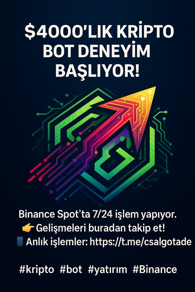 Türkçe (1/4):
$4000’lık kripto bot deneyim başlıyor!
Binance Spot’ta 7/24 işlem yapıyor.
👉 Gelişmeleri buradan takip et!
📲 Anlık işlemler: t.me/csalgotrade
#kripto  #BOT  #yatirim  #Binance