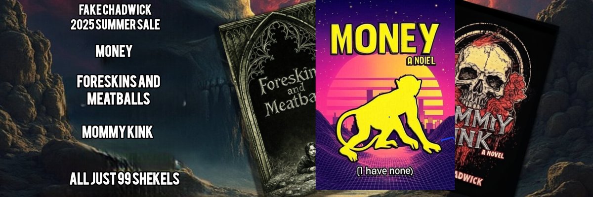 DChadwickAuhtor's tweet image. All three of my recent titles, Money, Foreskins and Meatballs, and Mommy Kink, will be on sale on the Amazon Kindle for 99 shekels each for the duration of the summer.