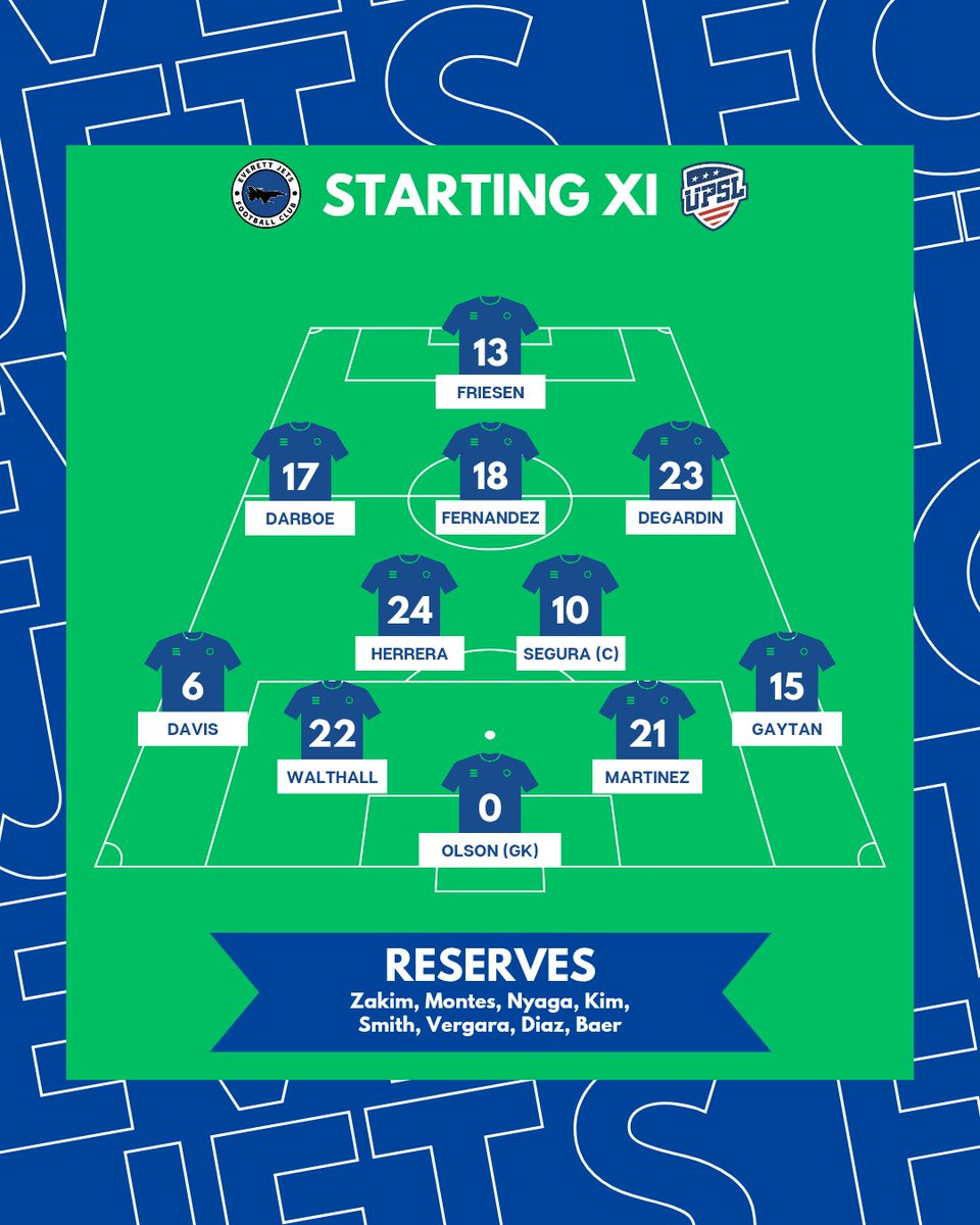 everettjetsfc's tweet image. Today's Starting XI against 
Gala FC!

Presented by State Farm Strasser Insurance ✈️

#EJFC #everettjetsfc #YAHAW #UPSL