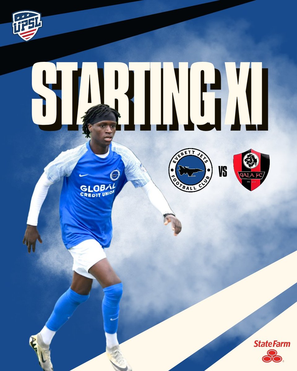 everettjetsfc's tweet image. Today's Starting XI against 
Gala FC!

Presented by State Farm Strasser Insurance ✈️

#EJFC #everettjetsfc #YAHAW #UPSL