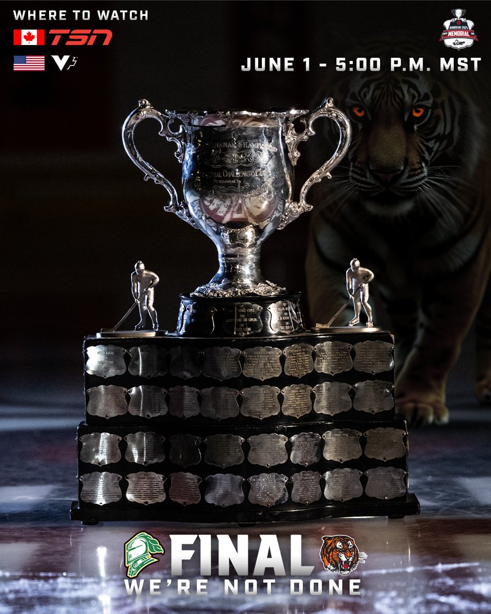 Eyes on the prize.

📺 🇨🇦 | <a href="/TSN_Sports/">TSN</a>
📺🇺🇸 | <a href="/victoryplustv/">Victory+</a>

<a href="/tigershockey/">Medicine Hat Tigers</a> | #MemorialCup