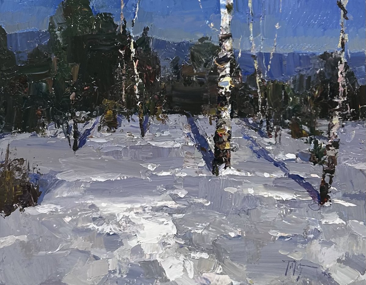TadRetz's tweet image. &quot;Aspens and Pines III&quot; 11x14in. oil on yupo.