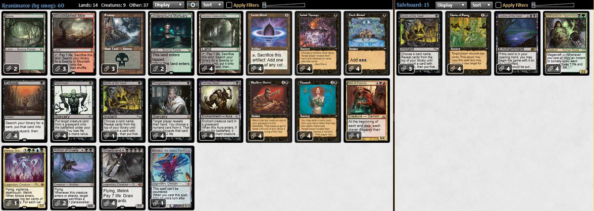 wonderPreaux's tweet image. 2nd time playing @roodslay 's BG Reanimator, and it was a bumpy ride to t8 of the Sunday Challenge. Having been on the BR grind in 2020, coming back to so many board states improved by Archon and Surveil lands is incredible. Died once to Spoils, occupational hazard, card is fine.