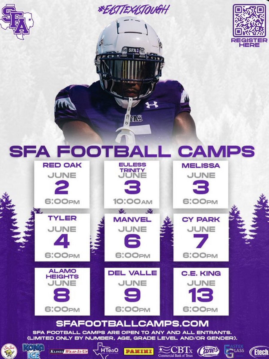 Cru2x_'s tweet image. I will be attending the SFA camp June 2!!
@CoachTraun
@MRcoachP
@_CoachROB__
@ChrisRossSFA
@SFA_Football
@rohawksfootball