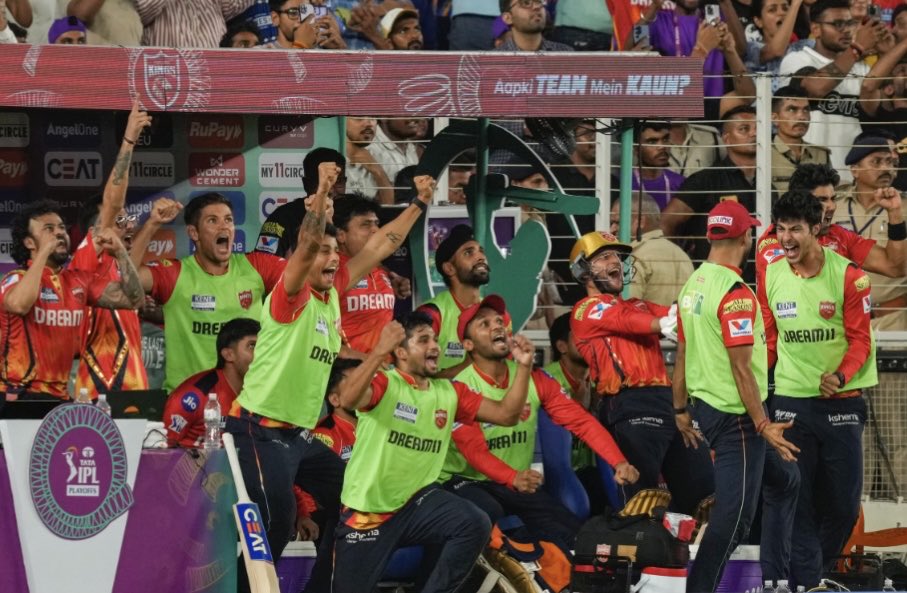 Kings XI Punjab celebrating after win IPL semifinal ⁦<a href="/PTI_News/">Press Trust of India</a>⁩