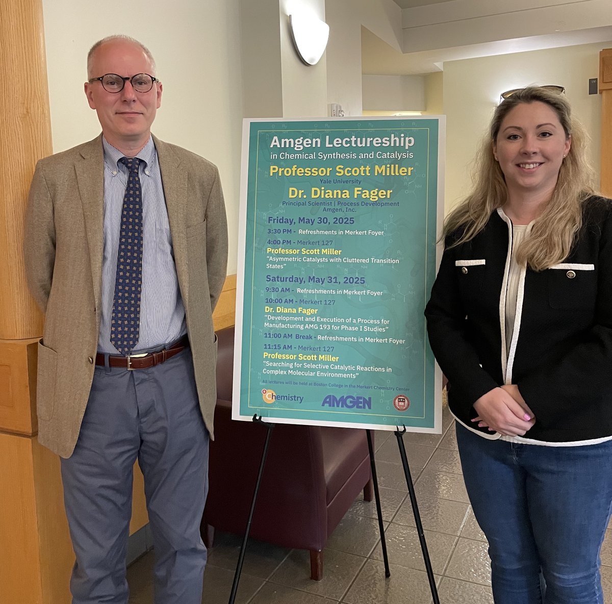 Hoveyda Lab (@hoveydalab) on Twitter photo It was a great pleasure seeing and listening to former BC faculty Professor Scott Miller and Hoveyda group alum Dr. Diana Fager in this year's Amgen Lectureship event. <a href="/MillerGroupYale/">Miller Group</a> It was a great pleasure seeing and listening to former BC faculty Professor Scott Miller and Hoveyda group alum Dr. Diana Fager in this year's Amgen Lectureship event. <a href="/MillerGroupYale/">Miller Group</a>