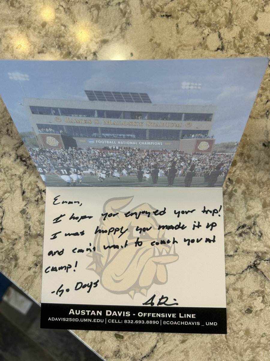 Thank you <a href="/CoachDavis_UMD/">Austan Davis</a> for the mail!