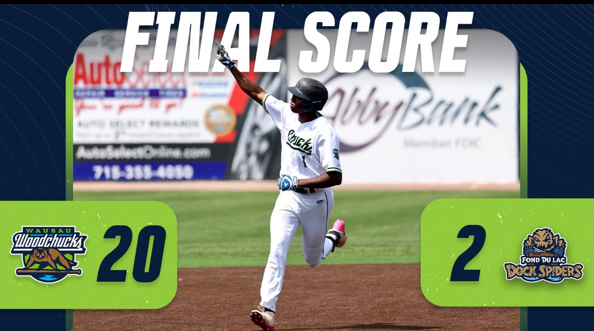 Another win for the Chucks! Tomorrow the guys are on the road in Fond Du Loc!🚘 
#Burrowdown | #Wausauwoodchucks

Final score presented by <a href="/Feldco/">Feldco</a>