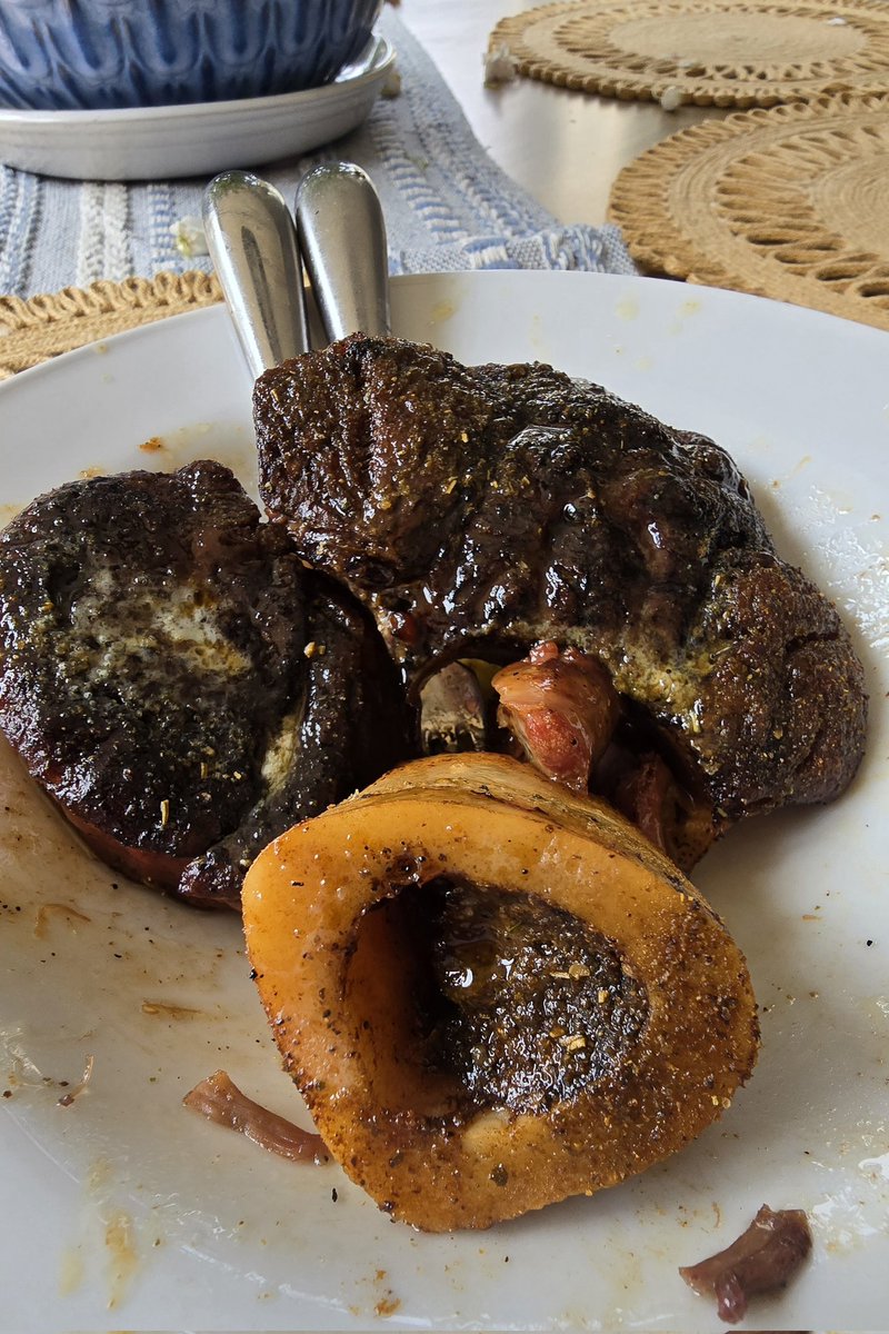 First attempt at Shanks, and definitely not the last. Fall apart decadence.

- Braised in tallow
- 6 hours 250⁰ 
- 2 cups of bone broth
- At 4 hours, add a stick Kerrygold (cut in half, piece on top of each)
- Danos Spicy Seasoning (no sugar/seed oils)

Thanks for all the tips!