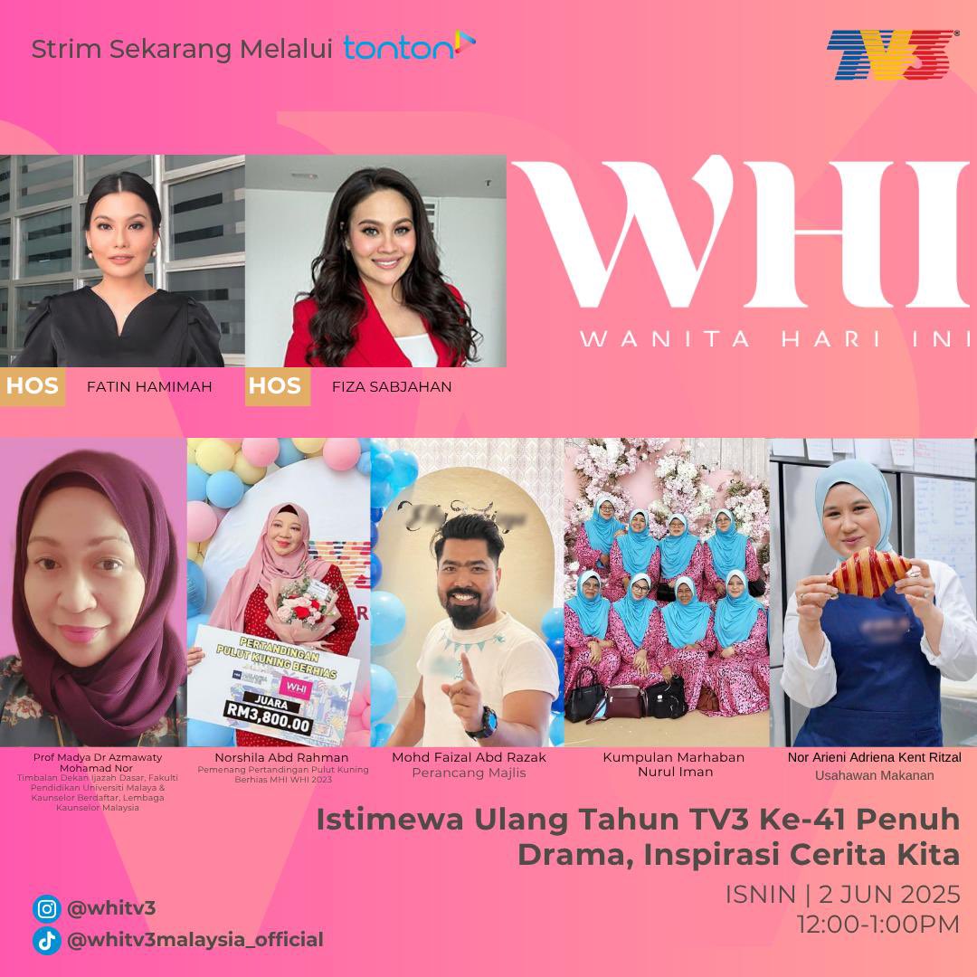 Istimewa Ulang Tahun TV3 Ke-41 Penuh Drama, Inspirasi Cerita Kita 😍

Wanita Hari Ini | Isnin - Jumaat | 12 tengahari

Strim sekarang melalui Tonton tonton.com.my atau aplikasi Tonton!

#BualBicara #WHITV3