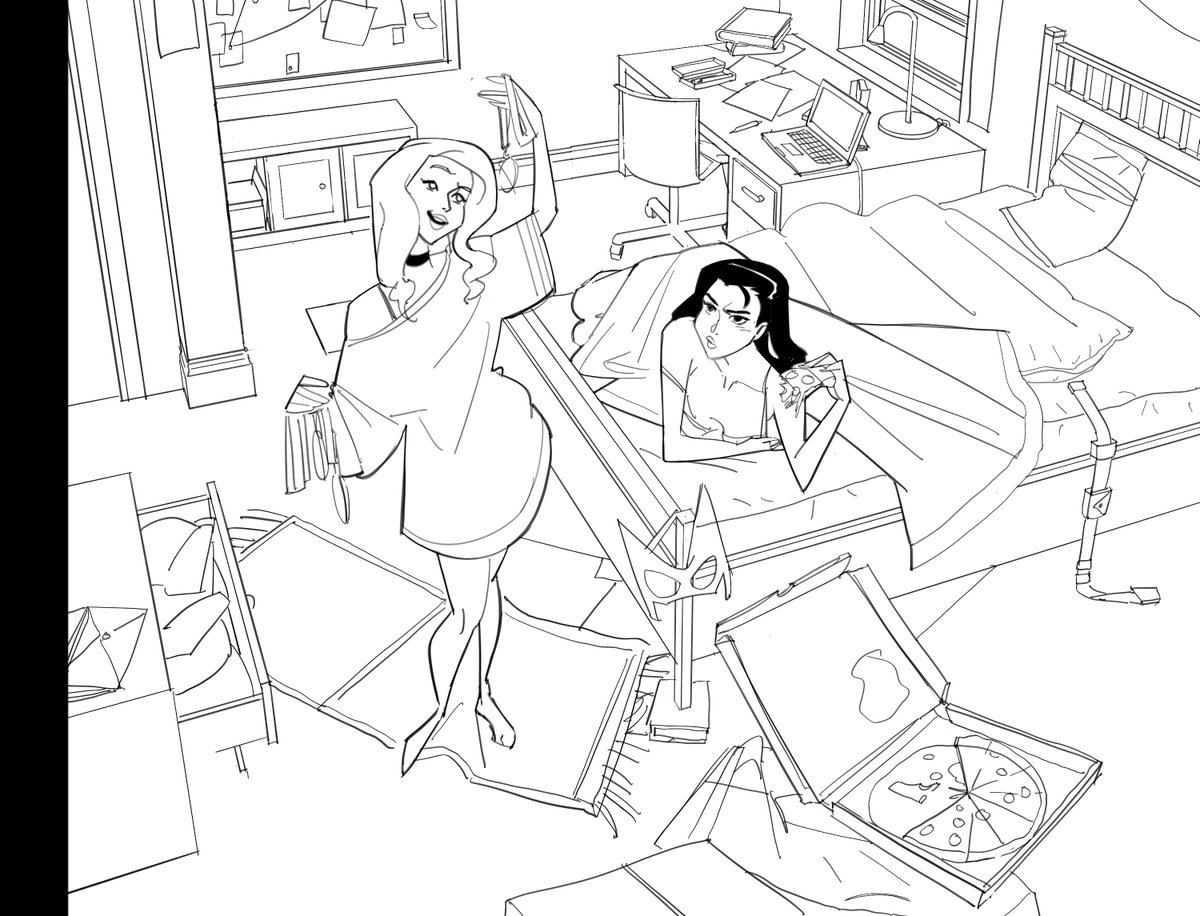 Black canary and huntress wip fanart in the style of justice league unlimited! Gonna colour soon