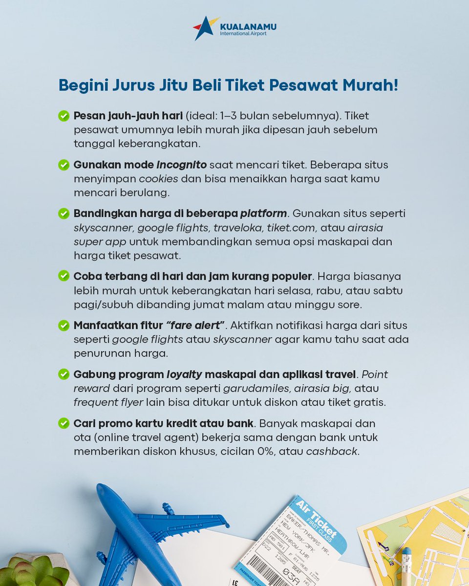 Bunda, anak-anak sudah pada mau selesai ujian nih. Sudah siapin plan liburan belum buat mereka? Ini ada beberapa tips war tiket hemat buat kamu!

#kualanamu 
#BandaraKualanamu 
#TiketPesawat 
#TiketHemat 
#PromoTiketPesawat 
#promoliburan