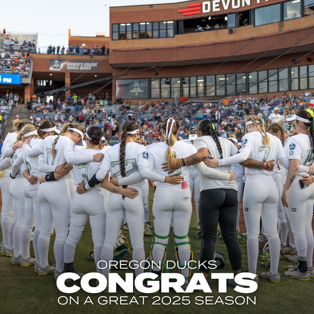 D1Softball (@d1softball) on Twitter photo Congratulations to <a href="/OregonSB/">Oregon Softball</a> on a great 2025 season, highlighted by:
• A Big Ten regular season title in their first year in the conference
• First WCWS appearance since 2018 Congratulations to <a href="/OregonSB/">Oregon Softball</a> on a great 2025 season, highlighted by:
• A Big Ten regular season title in their first year in the conference
• First WCWS appearance since 2018