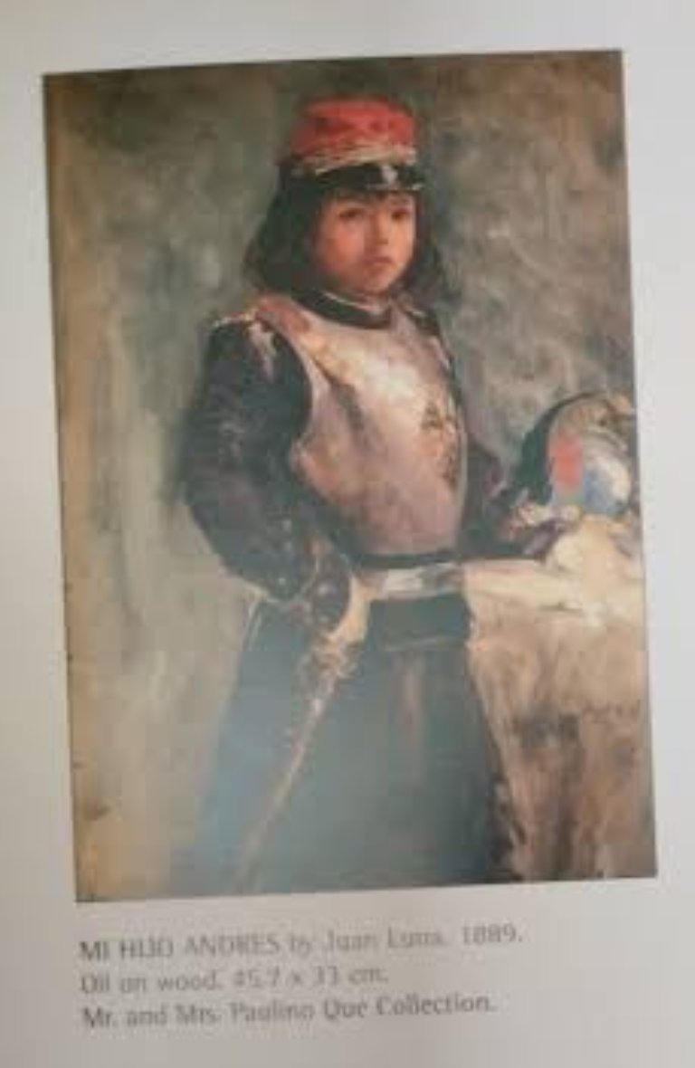 Does anyone out there have a clearer scan of this painting? I'm trying to find it cause I saw it in a book on the pre revolution Philippines once and it's attributed to Juan Luna as either "Mi hijo Andres" or "Luling in Armor"