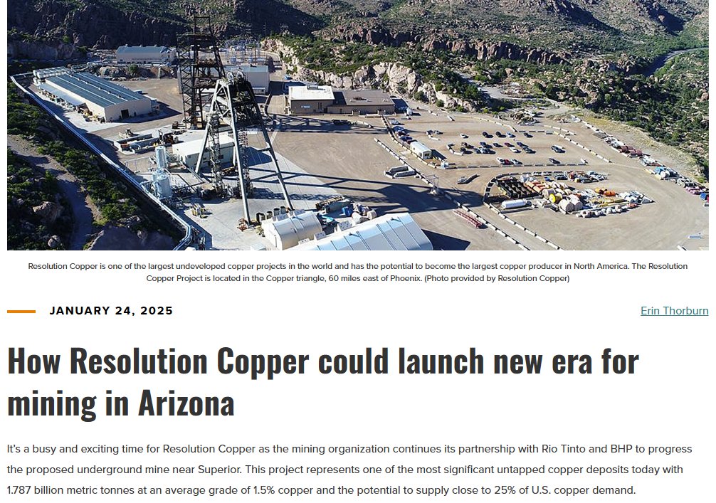 VictorVescovo's tweet image. The Resolution mine in Arizona, in the desert, was approved in May to produce 450,000 pounds of copper per year. The Metals Company's documents show they'll produce just 89,000 pounds per year. So, a single US mine will produce 5x more copper than TMC. Doubt they'll mention it.