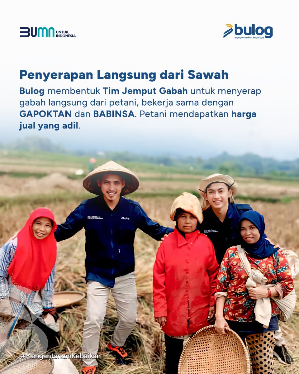 zzowinka's tweet photo. #BULOGSejahterakanPetani

Hingga April 2025 Perum BULOG telah menyerap 1 juta ton gabah setara beras dari petani di seluruh Indonesia. Ini bukan sekadar angka, tapi wujud nyata keberpihakan kepada petani.

#BULOGSejahterakanPetani #BULOG #GabahPetani https://t.co/U51EPBgkrb