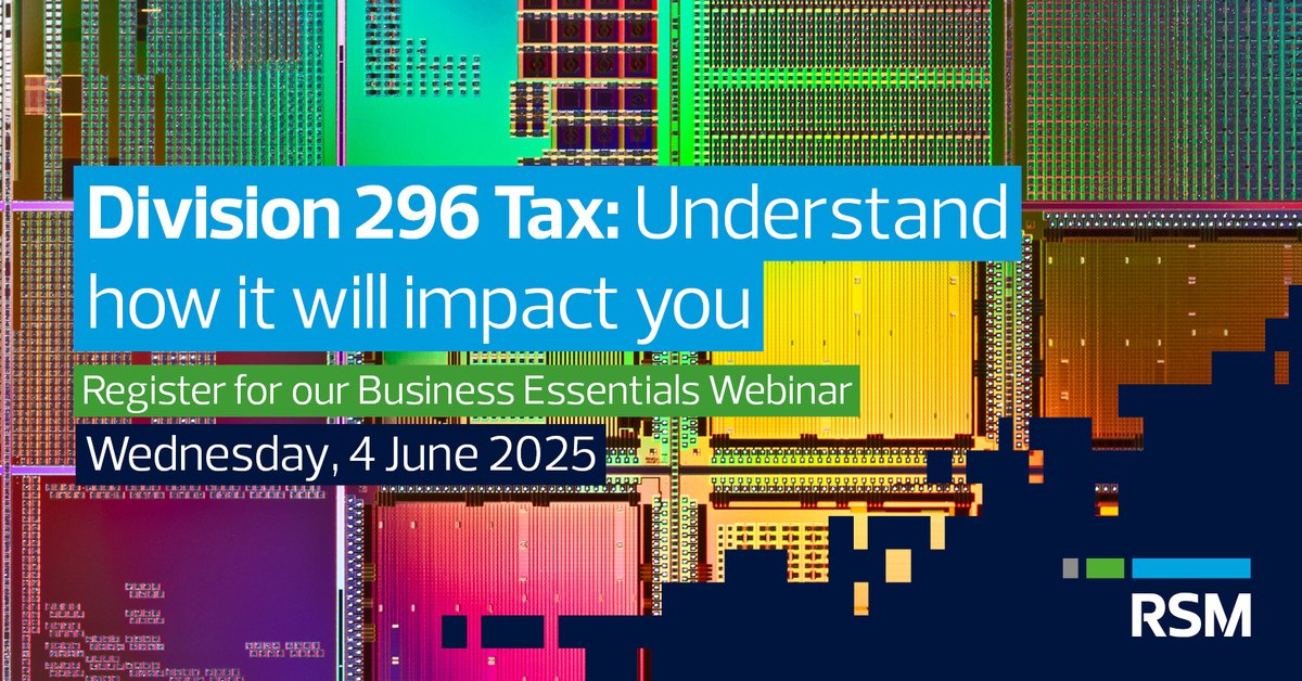 With legislation expected to pass soon, Division 296 is raising serious questions – especially around the taxing of unrealised gains. Register for this week's webinar to gain valuable insights 👉 ow.ly/9JRE50W1mnS

#SuperTax #Division296 #Superannuation #BusinessEssentials
