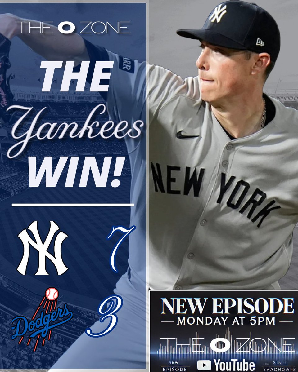 Yankees bounce back! 💥 7–3 win over the Dodgers. Yarbrough: 6 IP, 4 H, 1 ER, 5 K. DJ LeMahieu: 4-for-5, 2 RBIs, clutch 9th-inning double. Big W to avoid the sweep! #YankeesWin #TheOzoneShow #MLB #BronxBombers
