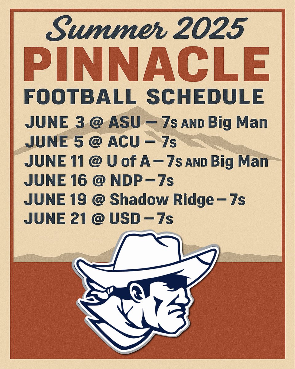 The 2025 Pinnacle Pioneers 7v7 and Big Man schedule!