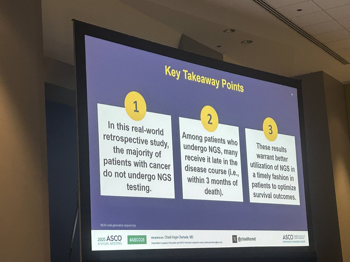 Nicolas Sayegh, MD (@nsayeghmd) on Twitter photo 👉🏻 Our very own <a href="/chadihcmd/">Chadi Hage Chehade</a> presenting <a href="/ASCO/">ASCO</a> a real-world study showing most patients do not undergo NGS testing, and a substantial proportion receive it only near end of life—limiting its clinical utility and impact on treatment decisions. #ASCO25
<a href="/Huntsman_GU/">GU Cancer Research Program @HuntsmanCancer</a> <a href="/neerajaiims/">Neeraj Agarwal, MD, FASCO</a> 👉🏻 Our very own <a href="/chadihcmd/">Chadi Hage Chehade</a> presenting <a href="/ASCO/">ASCO</a> a real-world study showing most patients do not undergo NGS testing, and a substantial proportion receive it only near end of life—limiting its clinical utility and impact on treatment decisions. #ASCO25
<a href="/Huntsman_GU/">GU Cancer Research Program @HuntsmanCancer</a> <a href="/neerajaiims/">Neeraj Agarwal, MD, FASCO</a>