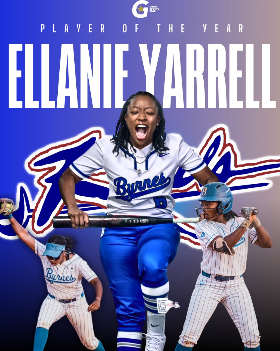🥎2025 Greer Sports Star All-Area Softball Teams/Awards🥎

PLAYER OF THE YEAR
Ellanie Yarrell, Byrnes

Yarrell has steadily improved throughout her whole career, but the SC-state commit put together her best season — both at the plate and in the field — as a senior for Byrnes.